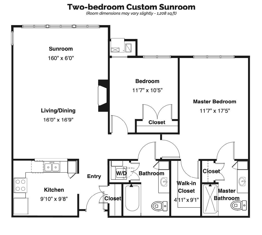 2 bedroom with custom sunroom