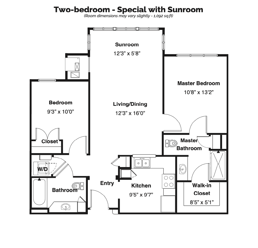 2 bedroom with sunroom