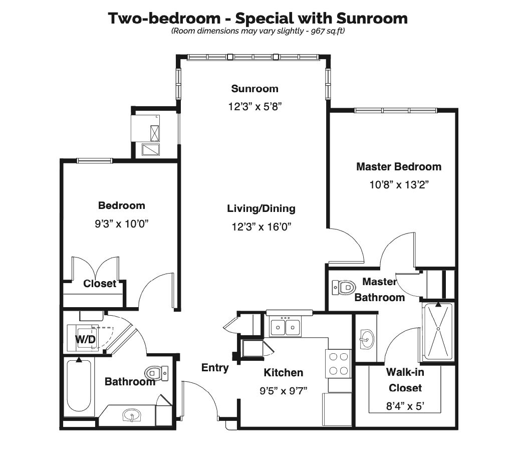 2 bedroom with sunroom
