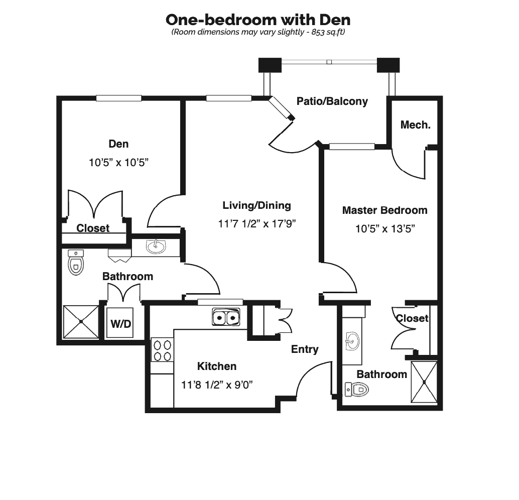 1 bedroom with den