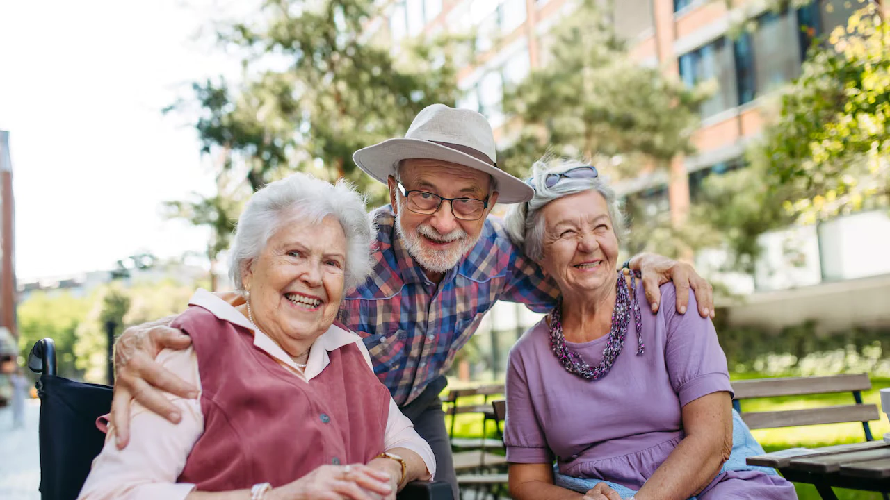 Senior people outdoors.