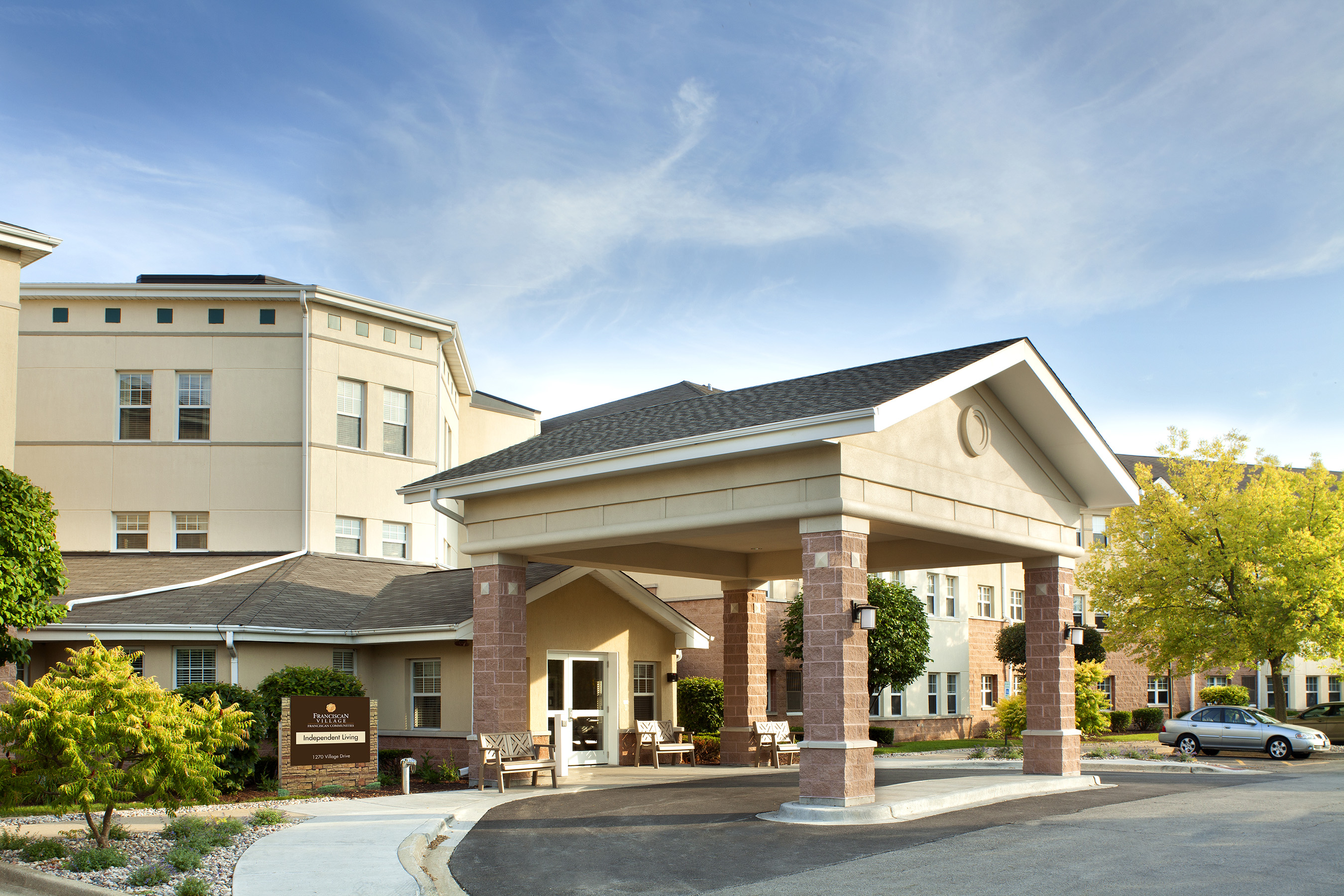 Exterior of Franciscan Village independent living facility