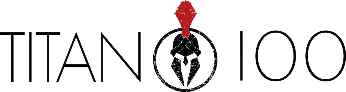 Titan 100 logo with Spartan helmet emblem