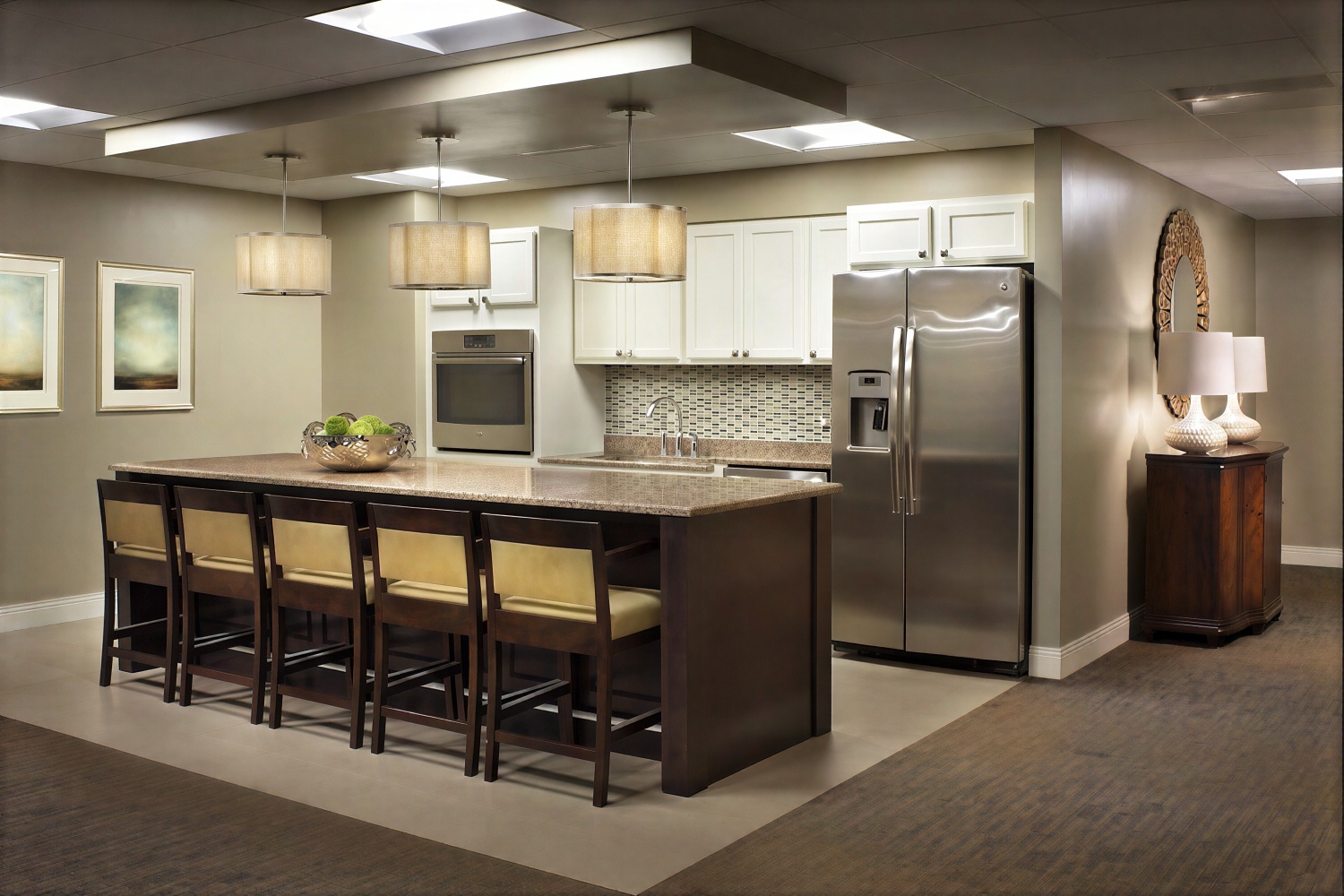 Modern kitchen with island and stainless steel appliances