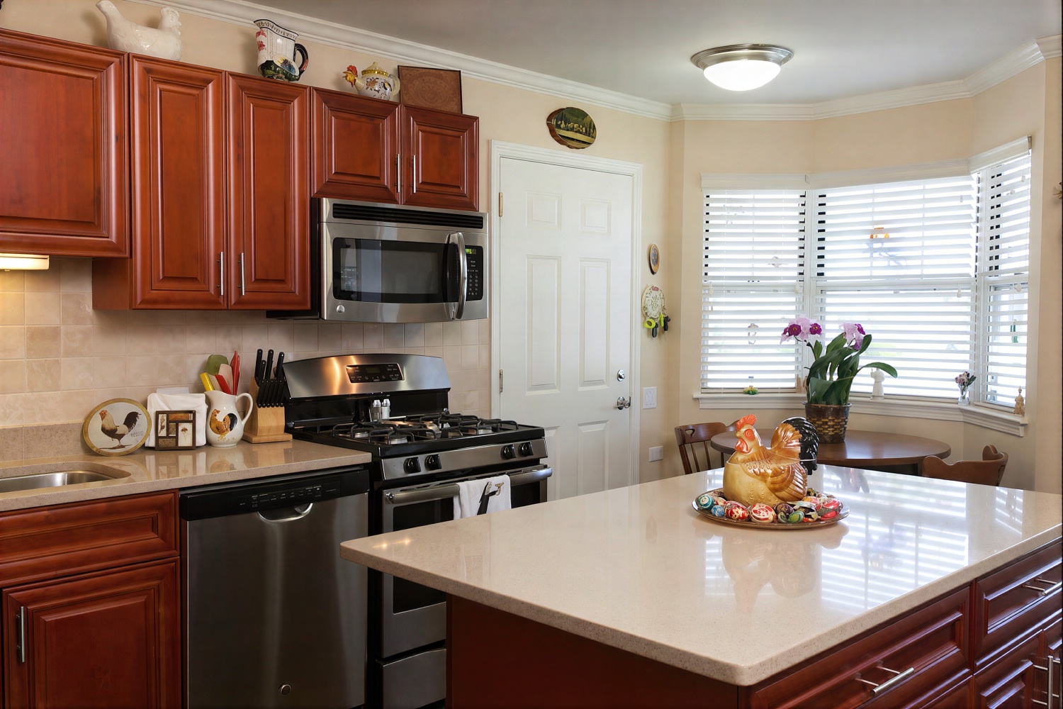 Modern kitchen with wooden cabinets and island
