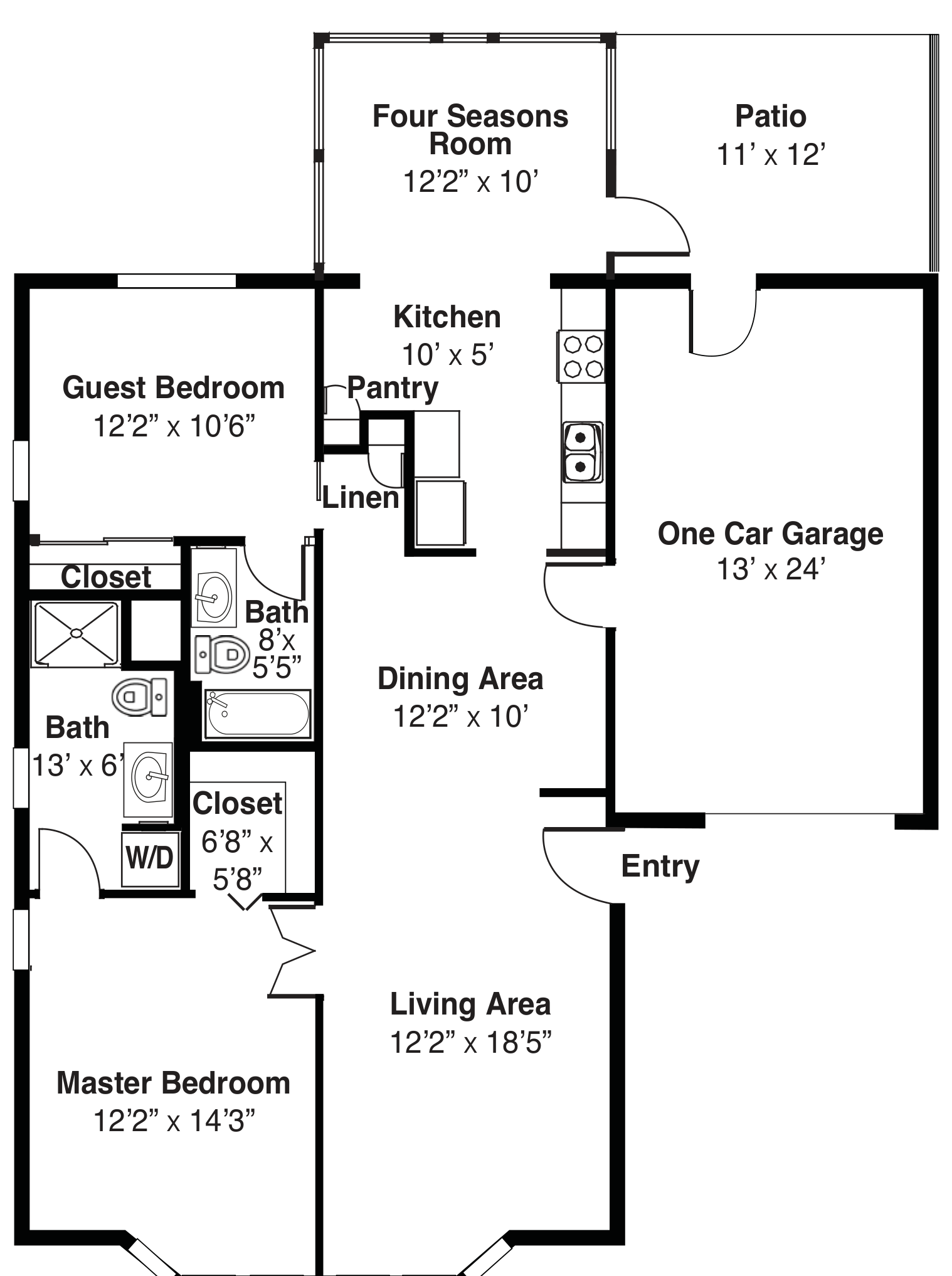 Single-story home floor plan with labeled rooms